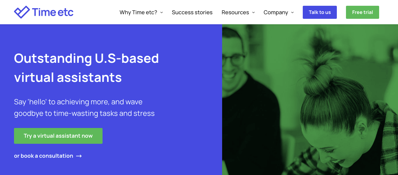 Time etc homepage: Outstanding U.S-based virtual assistants. Say 'hello' to achieving more, and wave goodbye to time-wasting tasks and stress.