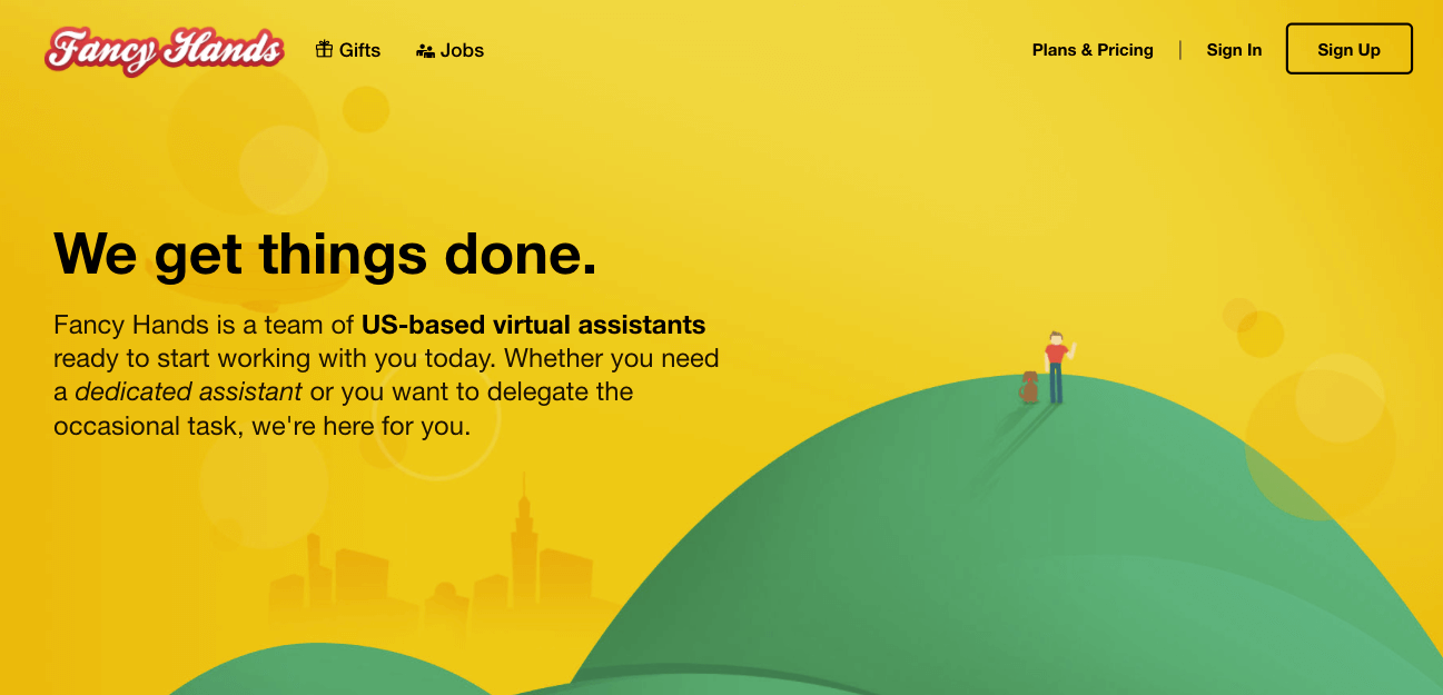 Fancy Hands homepage: We get things done.
