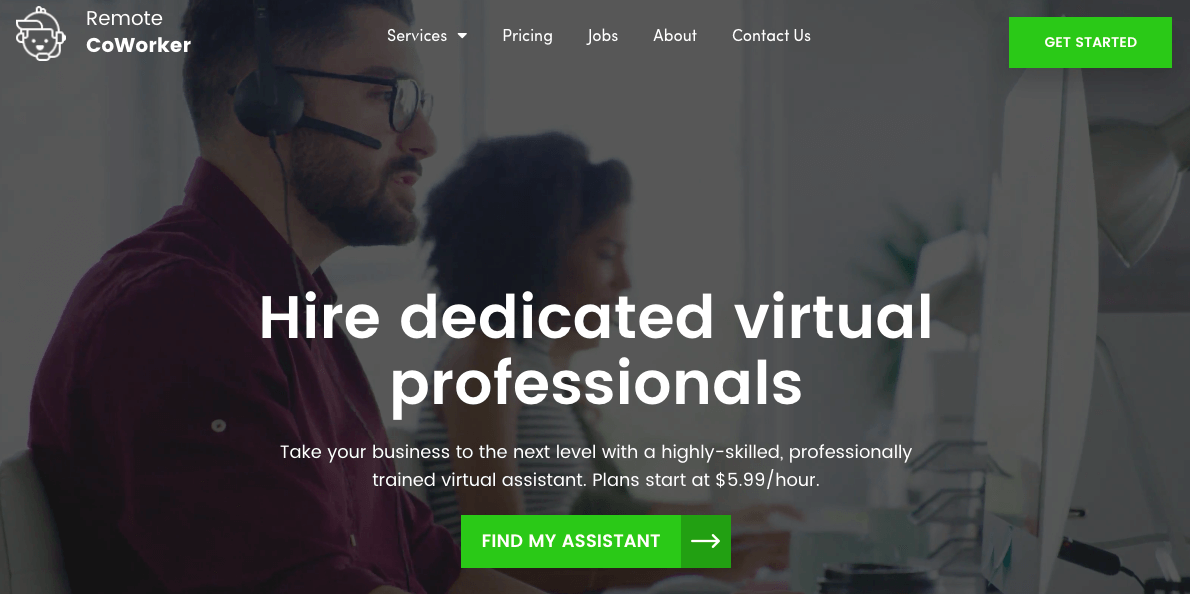 Remote CoWorker homepage: Hire dedicated virtual professionals.
