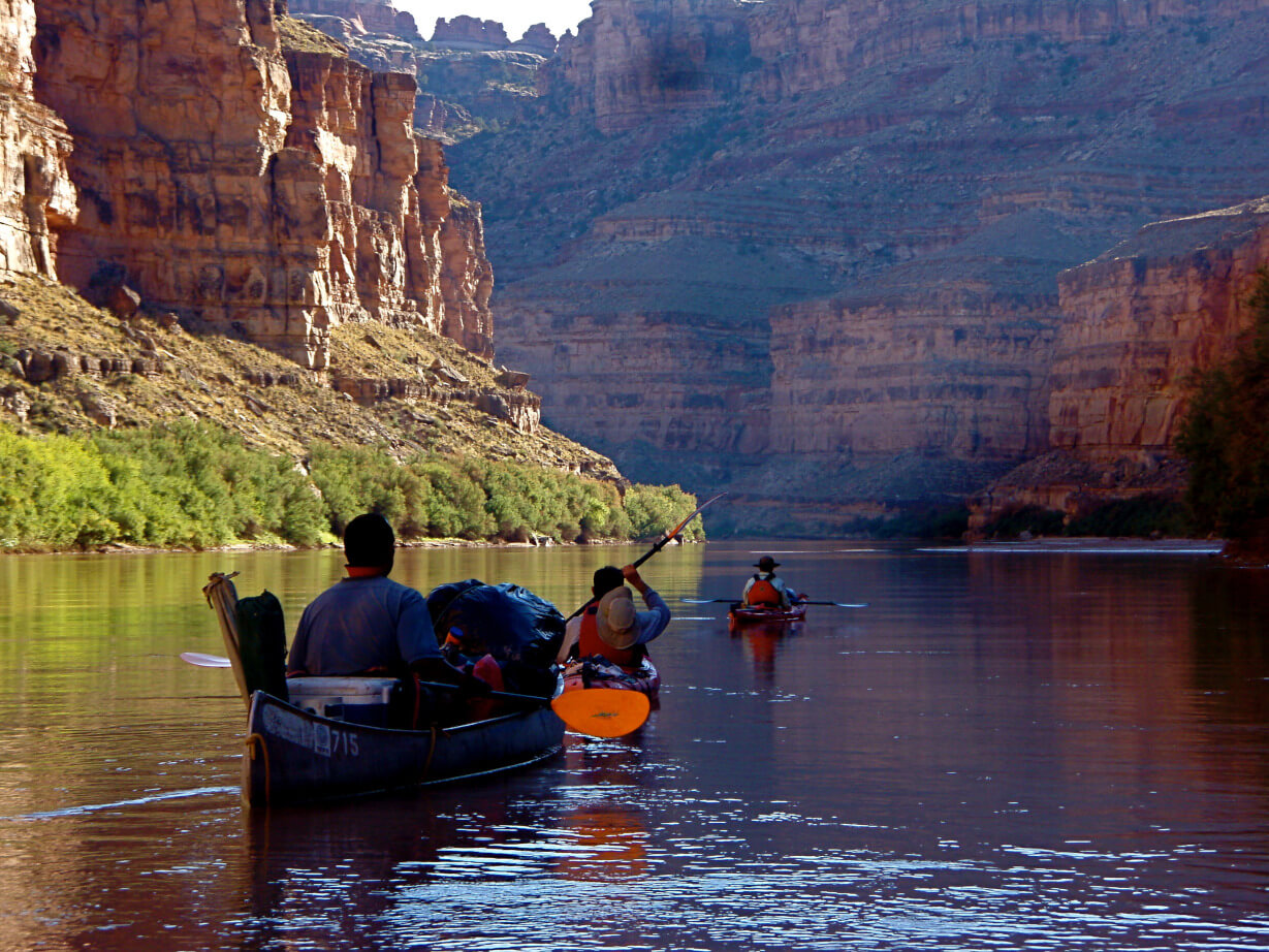 The kayakers are bringing everything they need with them.
