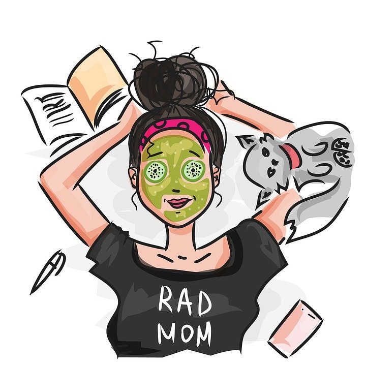 cartoon image of busy mom tshirt reads RAD MOM