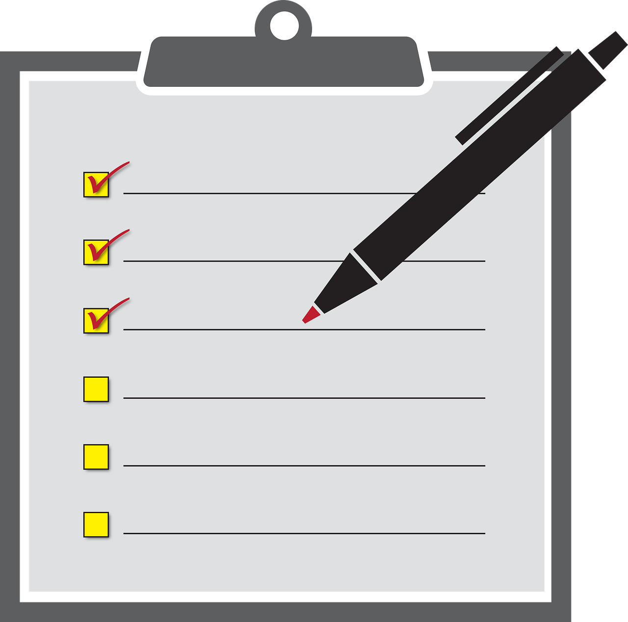 graphic image of boxes being checked on a to-do list red marker.