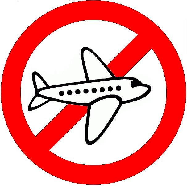 no fly prohibit red slash circle around airplane