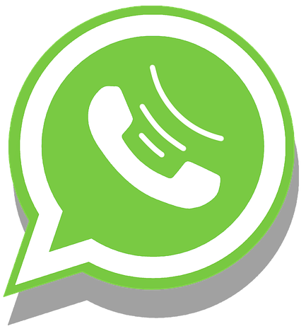 graphic image of phone in green chat bubble whatsapp app logo.