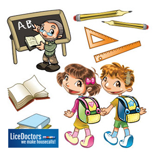 Cartoon of school items - LiceDoctors
