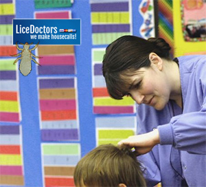 Lice Technician Checking Child for Lice