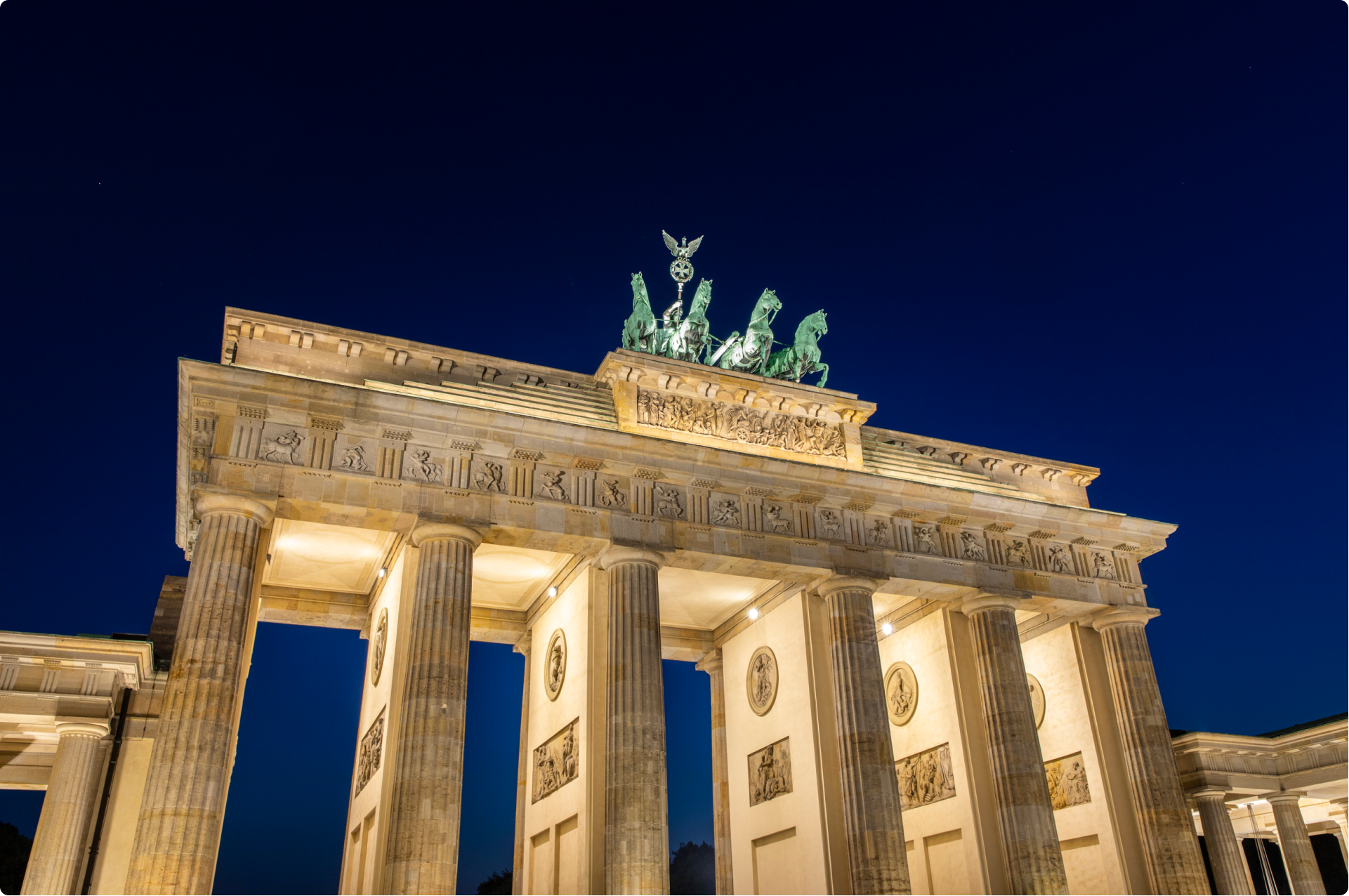 Brandenburg Gate, Berlin, photographed during the Blue Hour