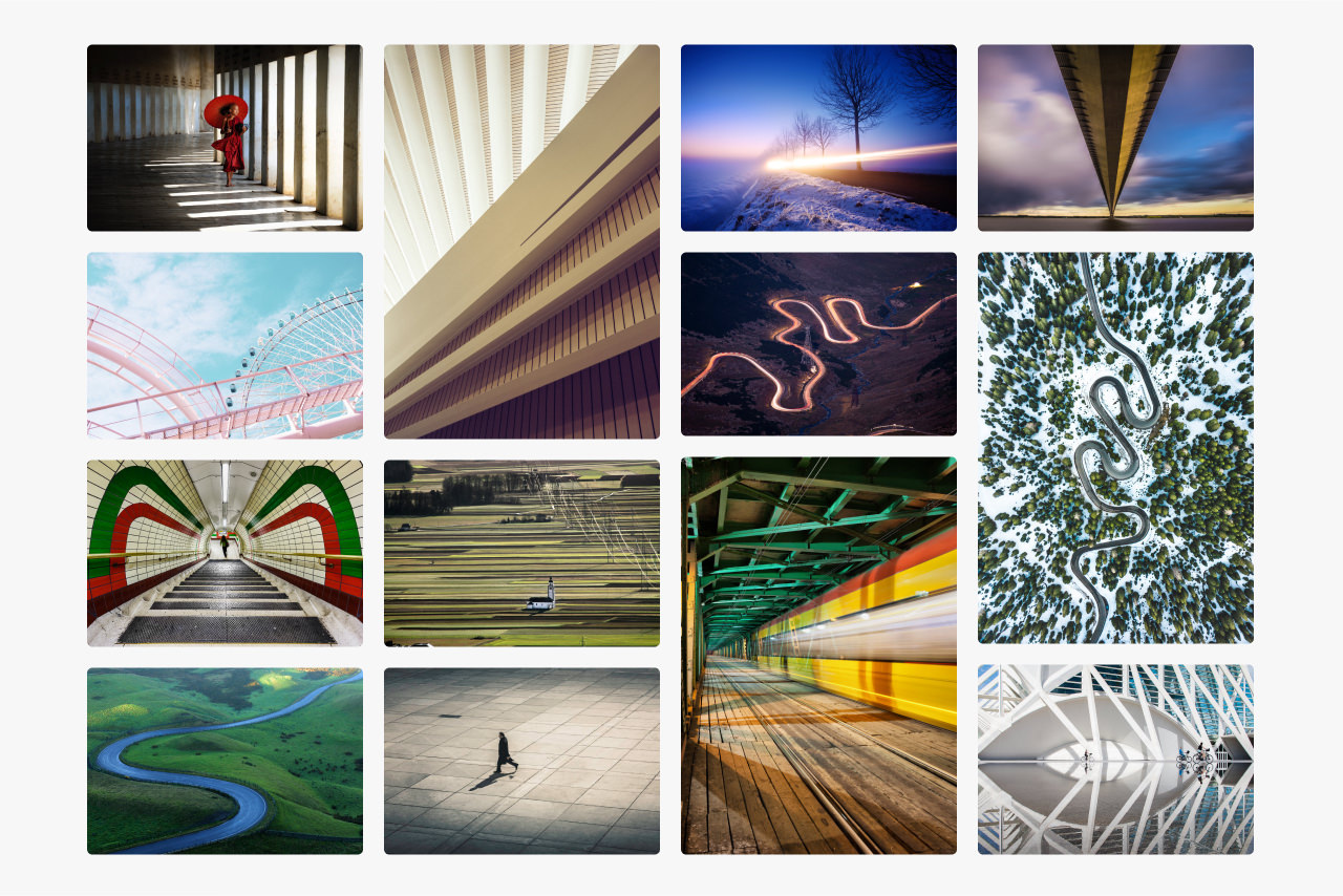 Montage of images showing how line is used in composition