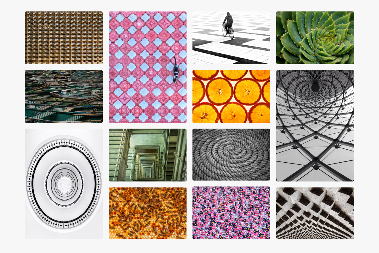 Montage of images showing how pattern can be used in photography