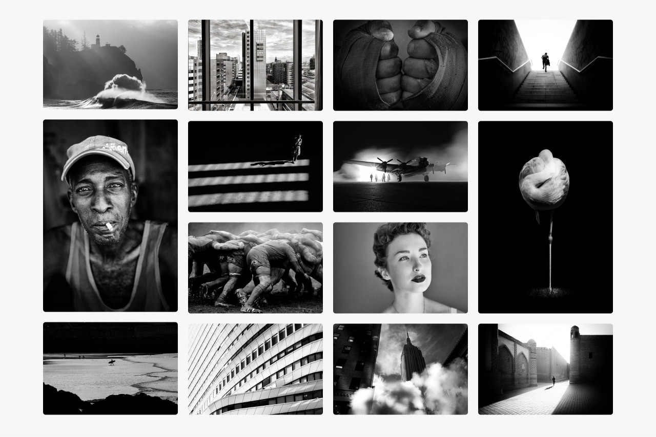 Montage of images showing different tonal ranges in black and white photography