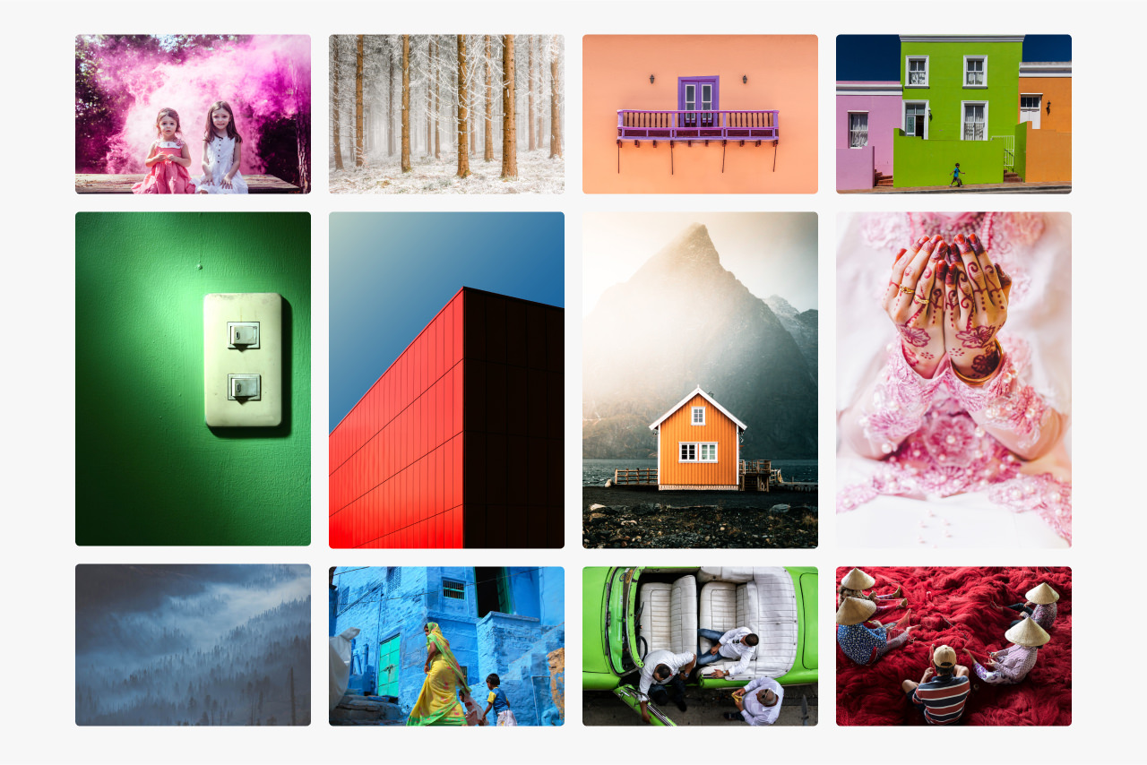 Montage of images that feature prominent colours