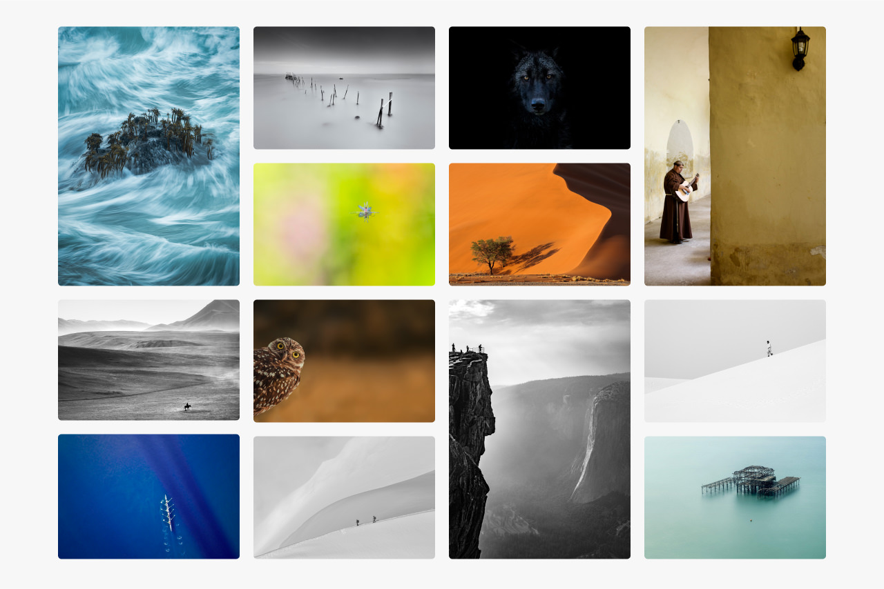 Montage of images that feature space in their compositons