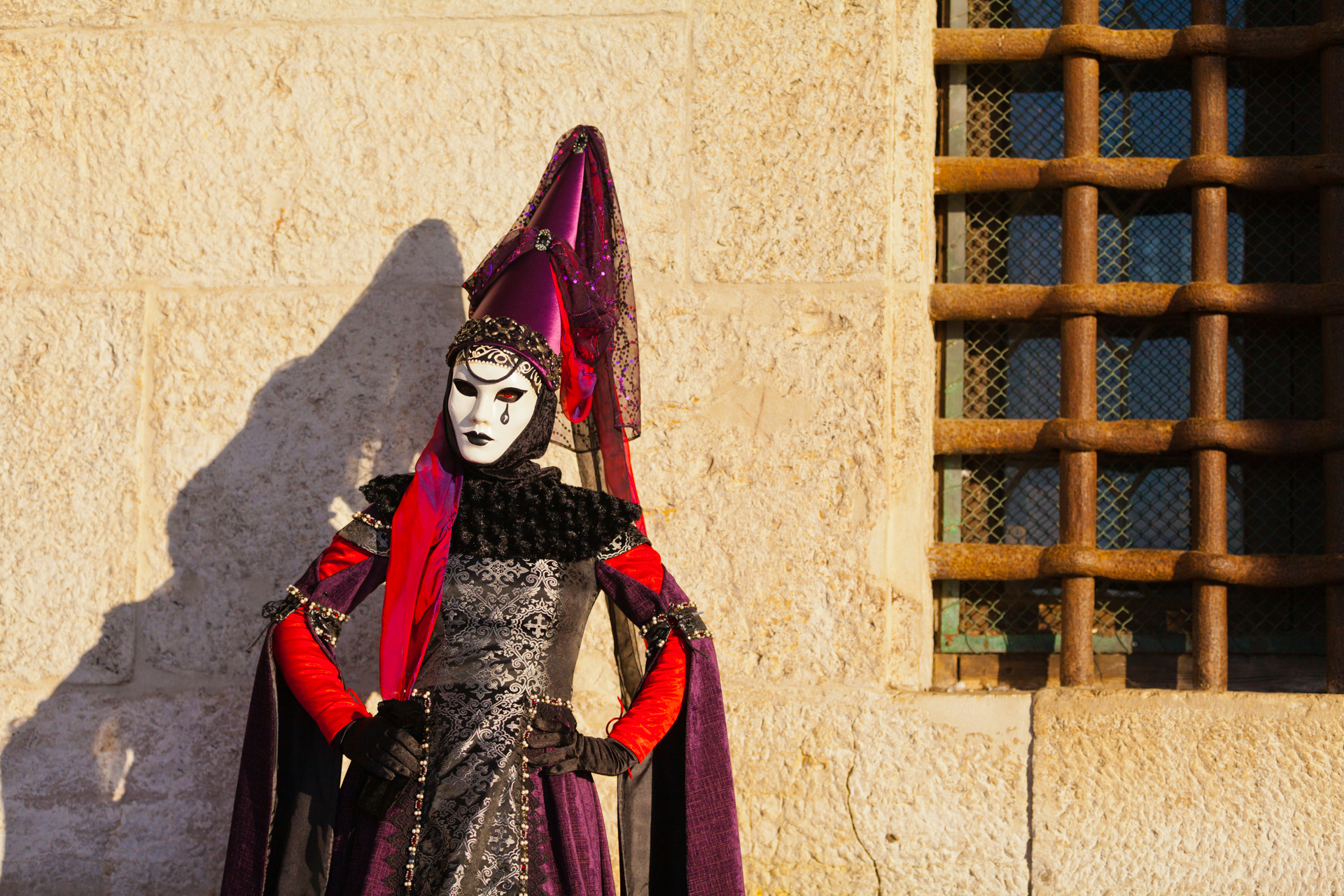 Portrait of reveler at Venice carnival