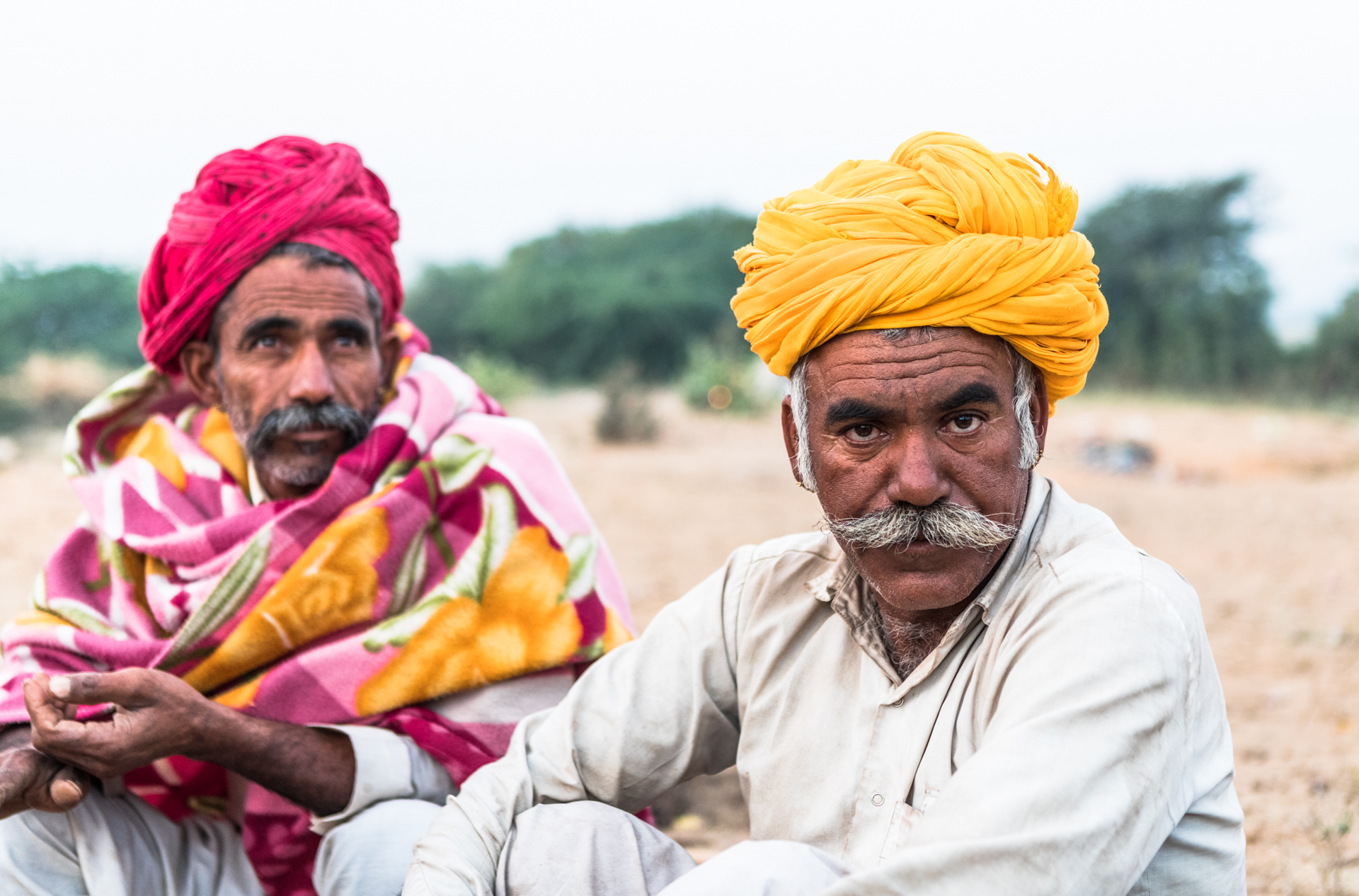 Portrait of two men in India