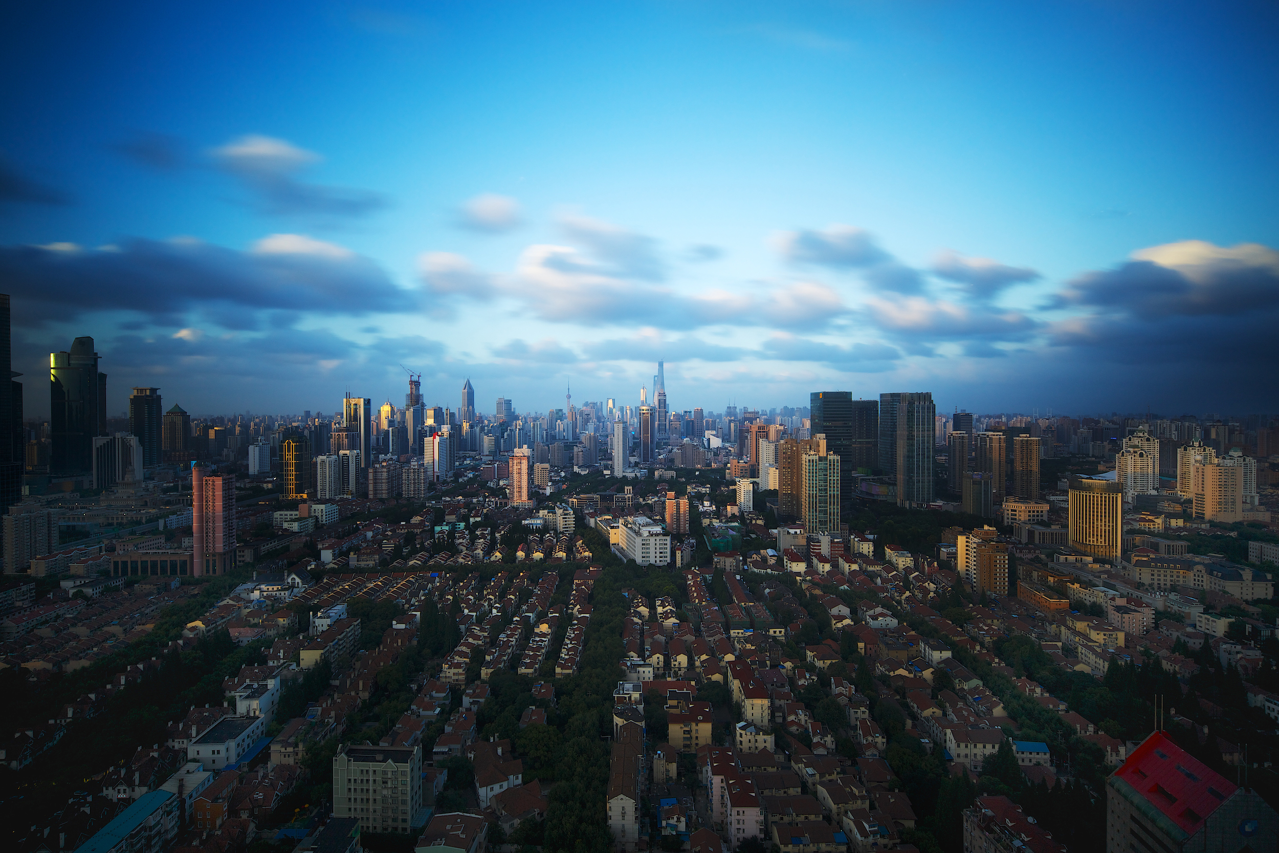 Blue hour cityscape of Shanghai, China