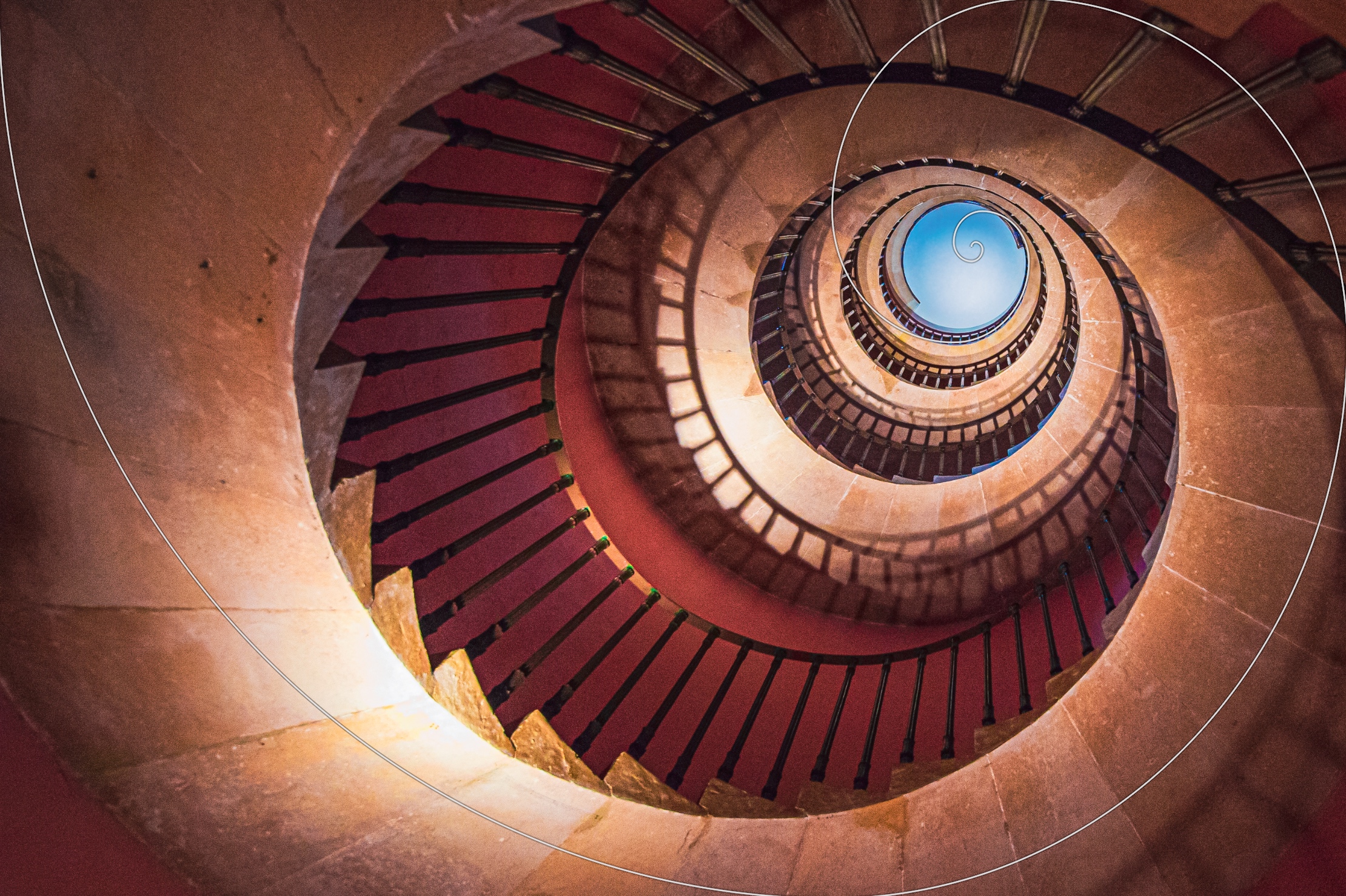 Spral staircase captured with the 'Golden Spiral' composition rules