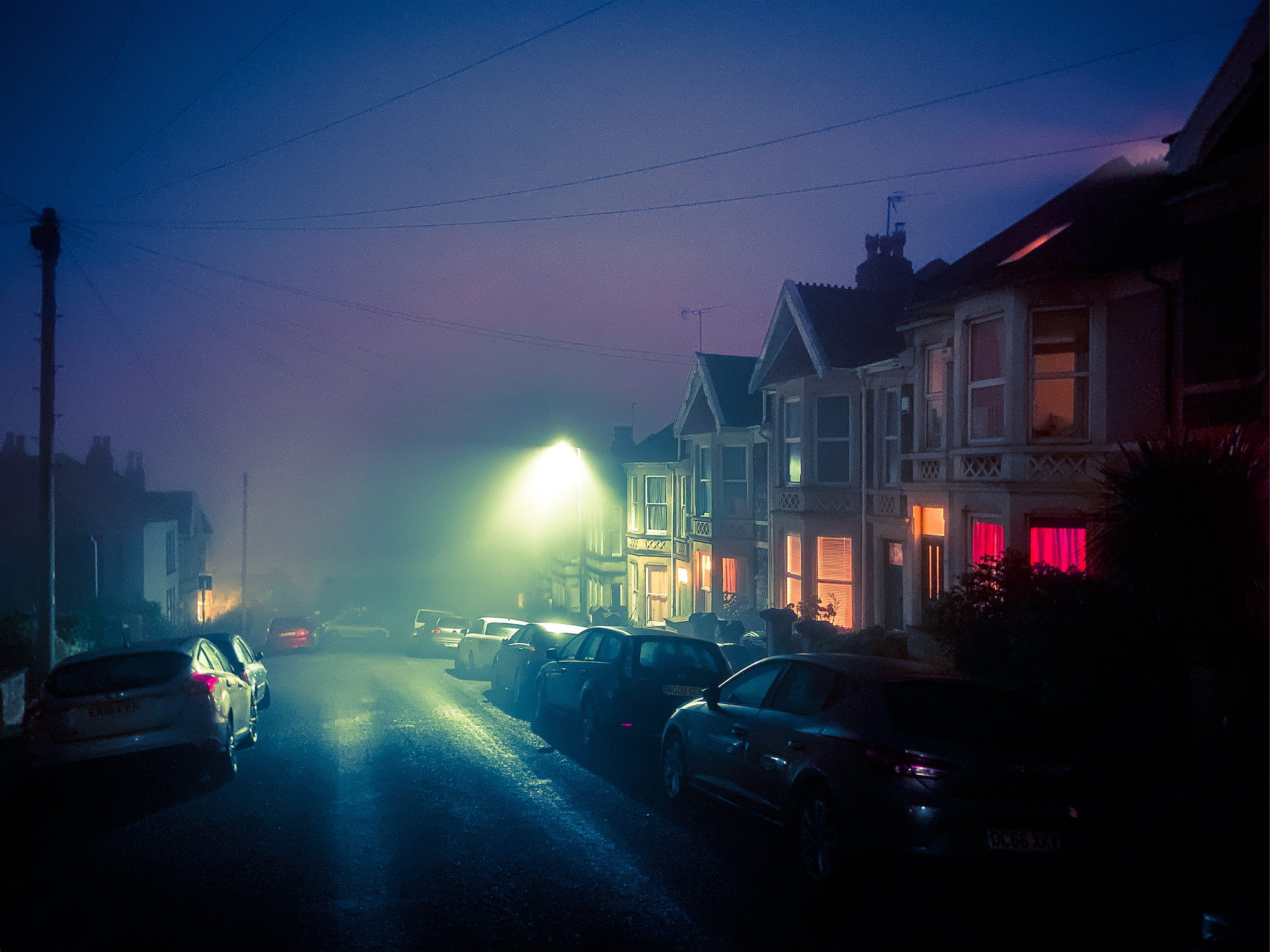 A Bristol street on a misty night