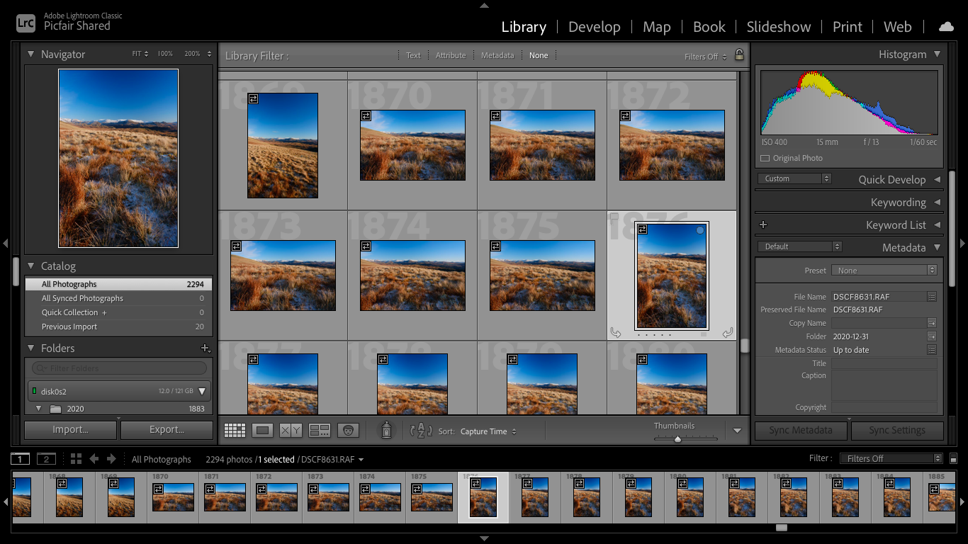 Screenshot of Lightroom workflow