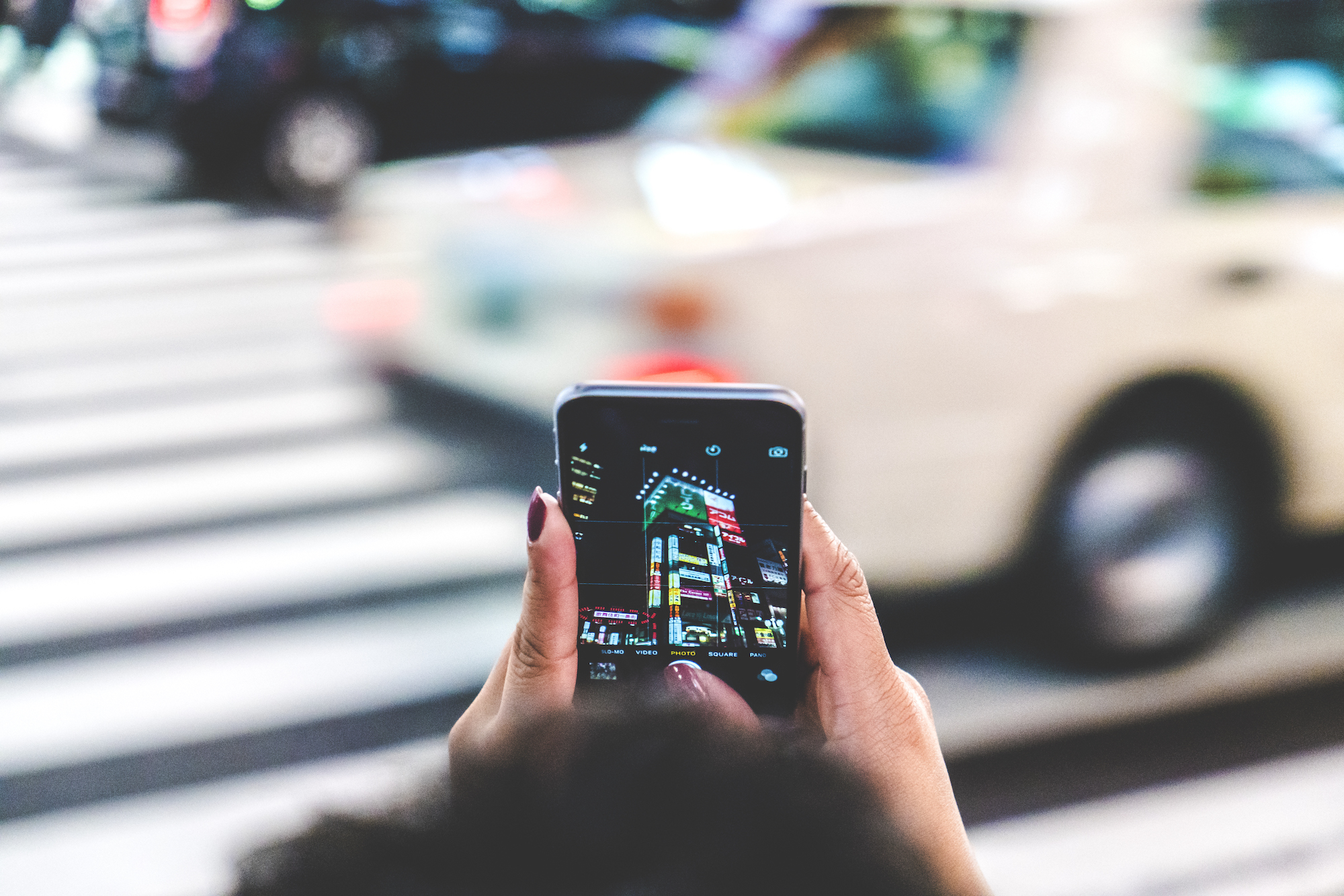 Taking a photo of a building on a smartphone