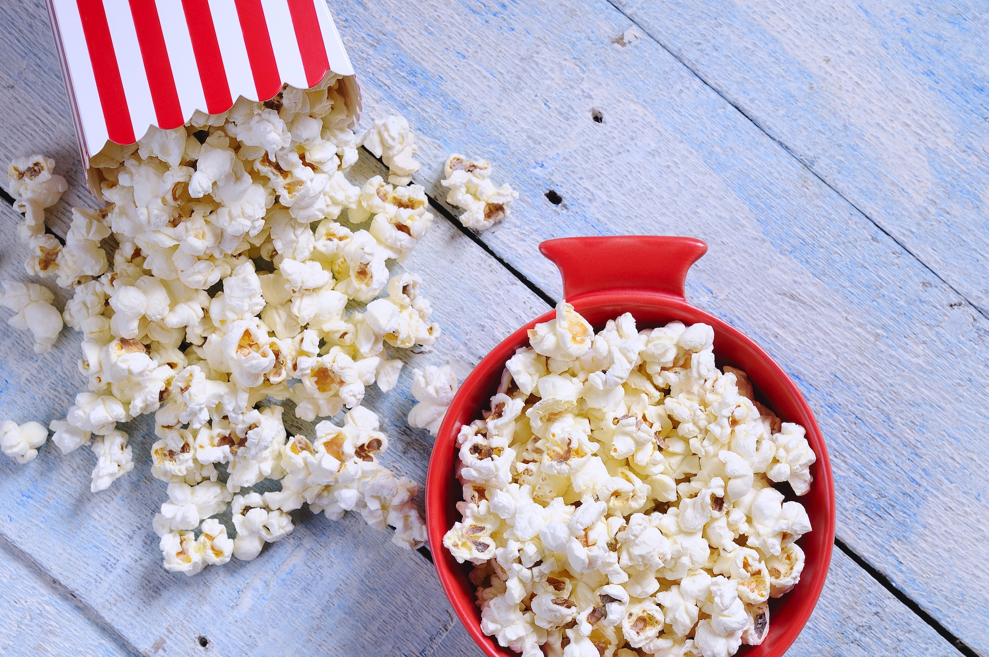 Overhead view of popcorn