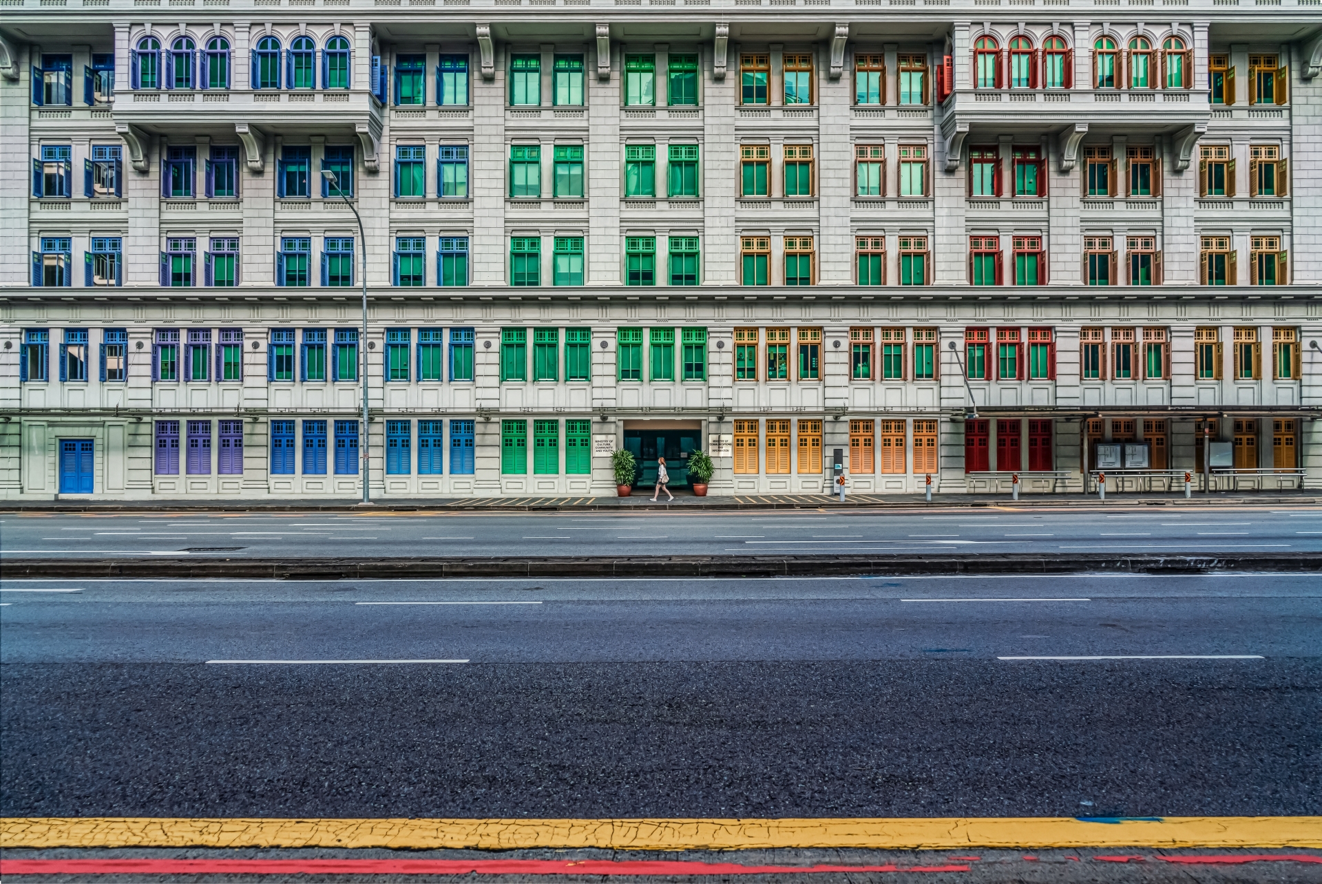The colourful windows of a building in Singapore
