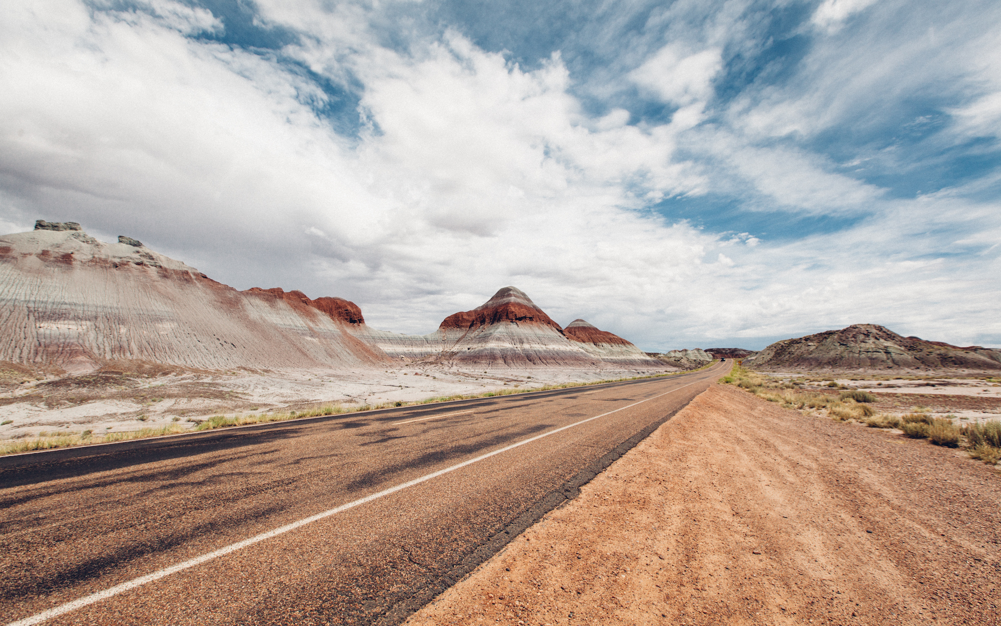 Driving around the Petrified Forest National Park in New Mexico