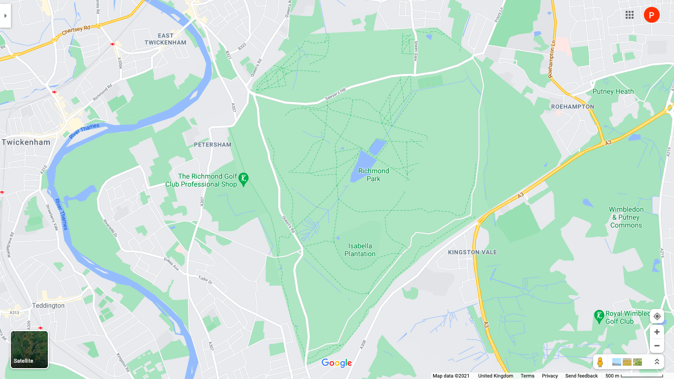 Map view of Richmond Park London