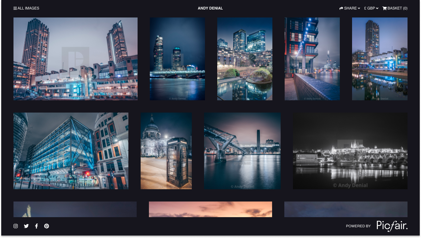 Andy Denial Picfair Store screenshot