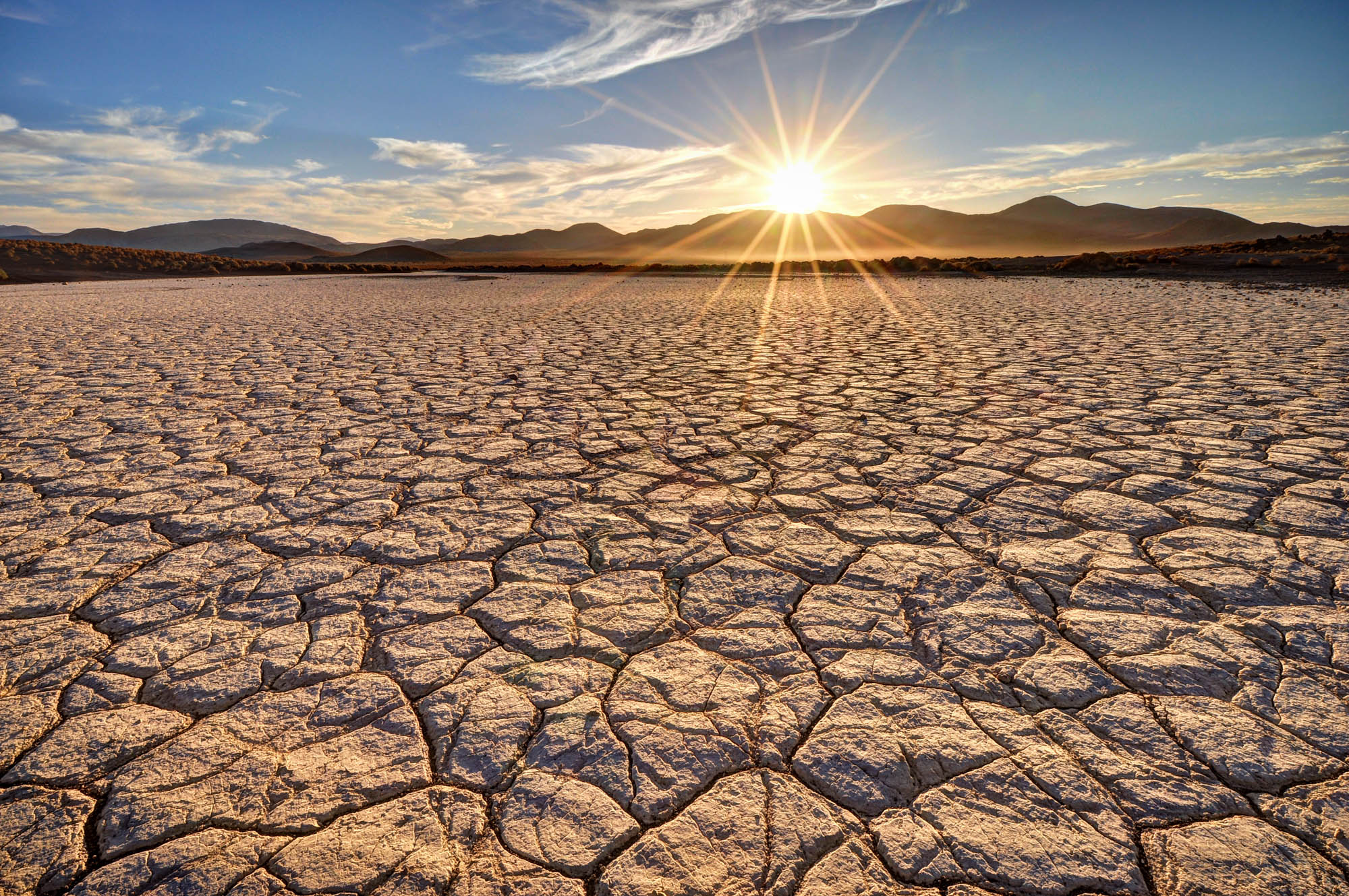 Sunrise in the Mojave Desert at Fossil Falls National Historic Site, California