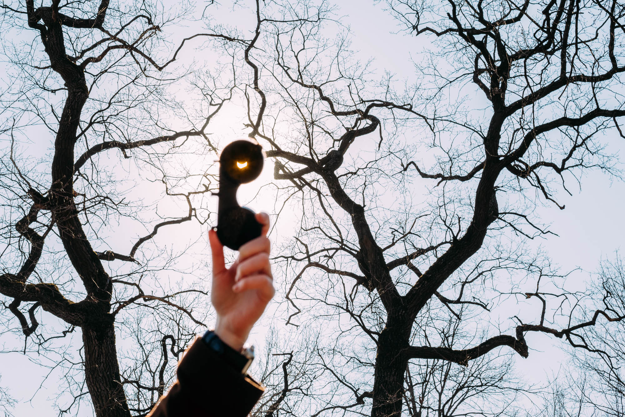 Real solar eclipse on March 20, 2015 through solar eclipse glasses