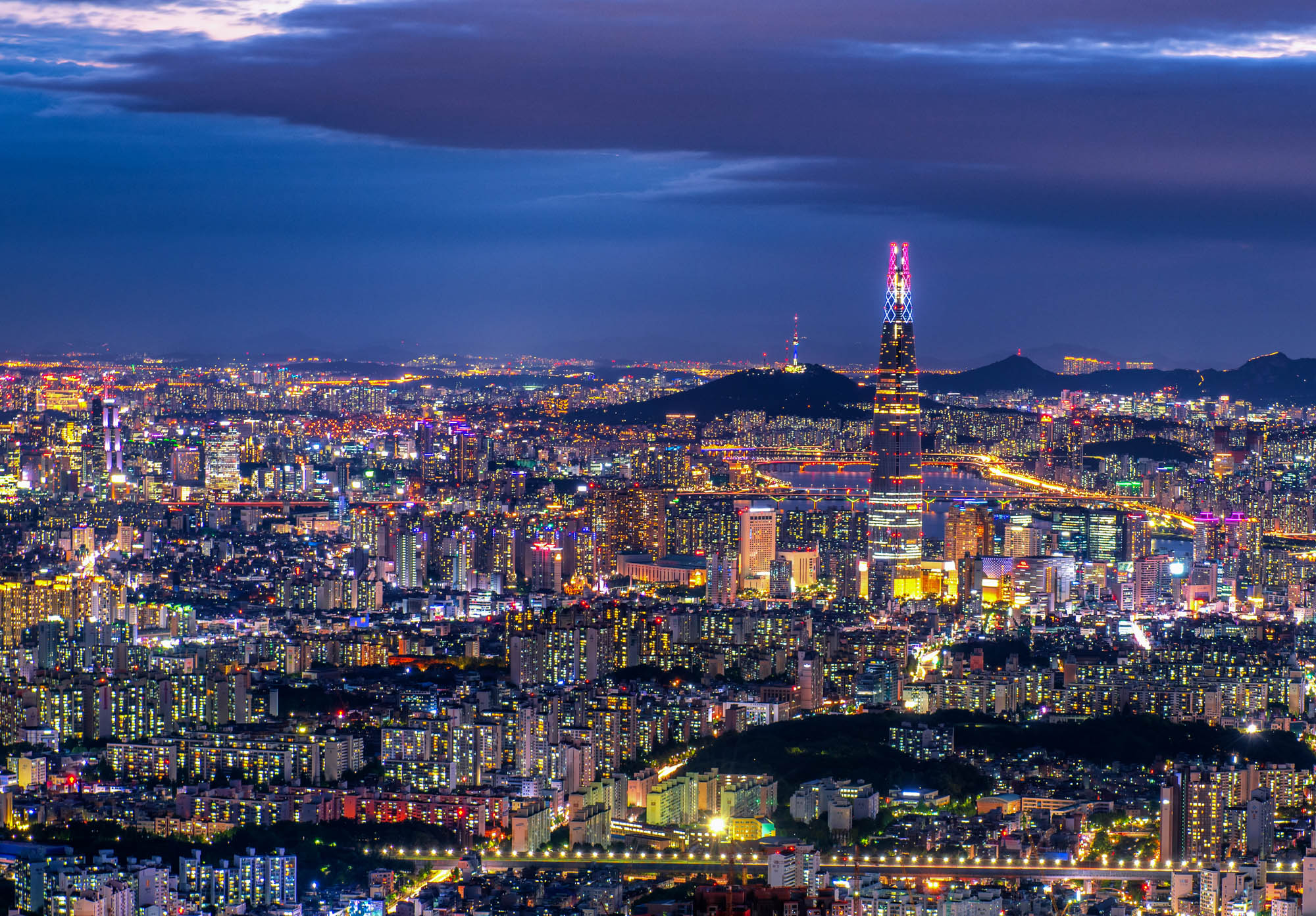 Seoul city at night, South Korea