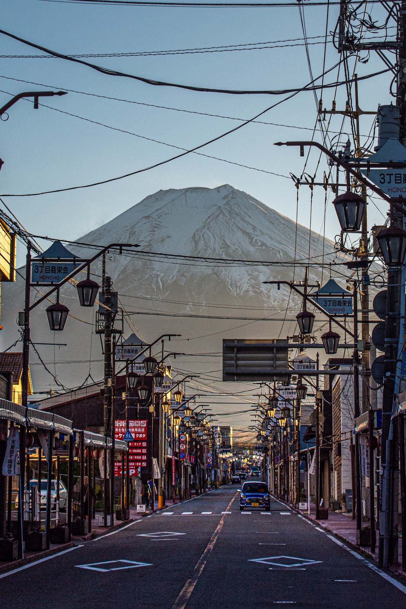 Road and street leading to Mt. Fuji, Japan