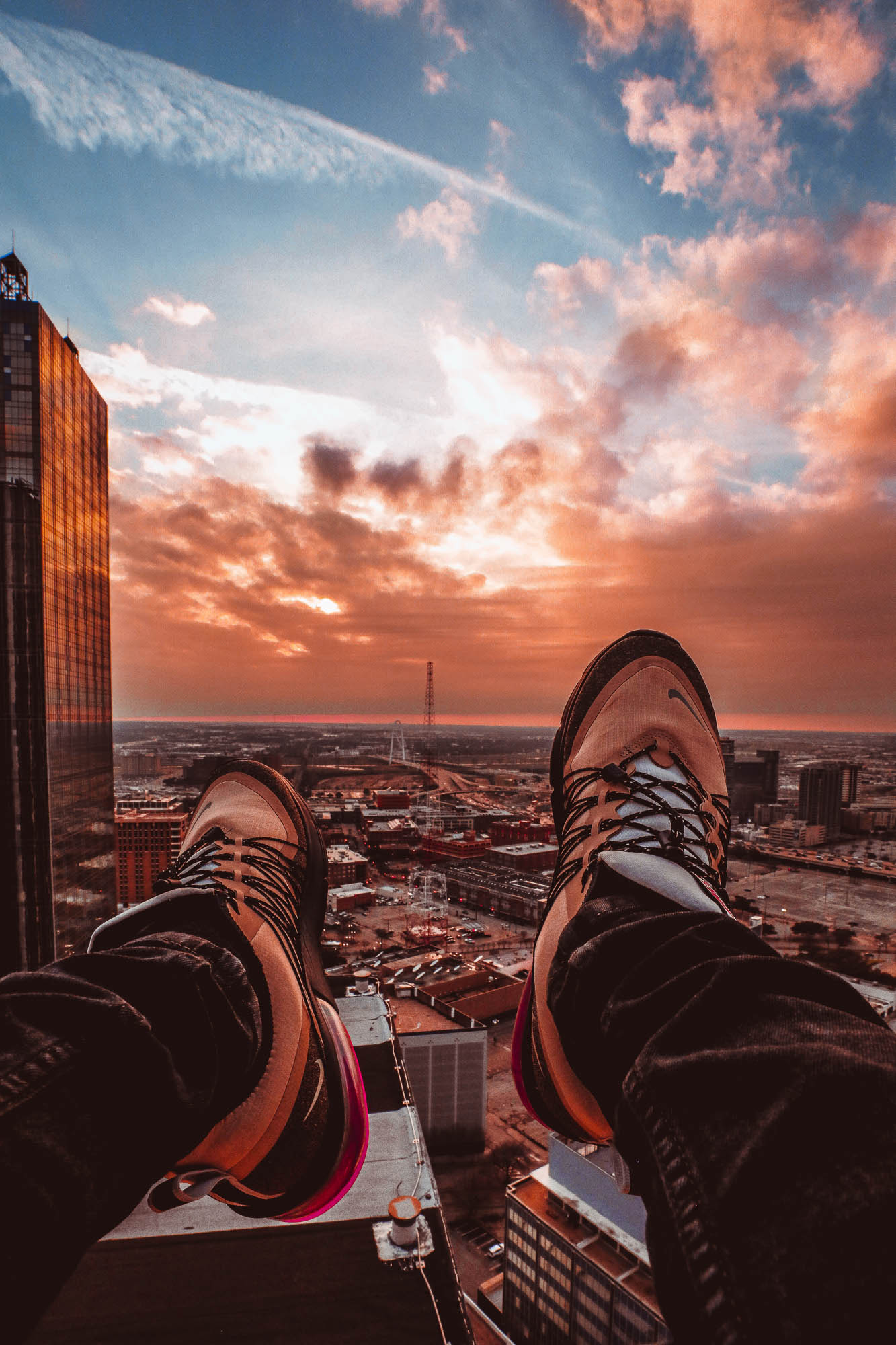 Looking out over Dallas, Texas with foreground interest
