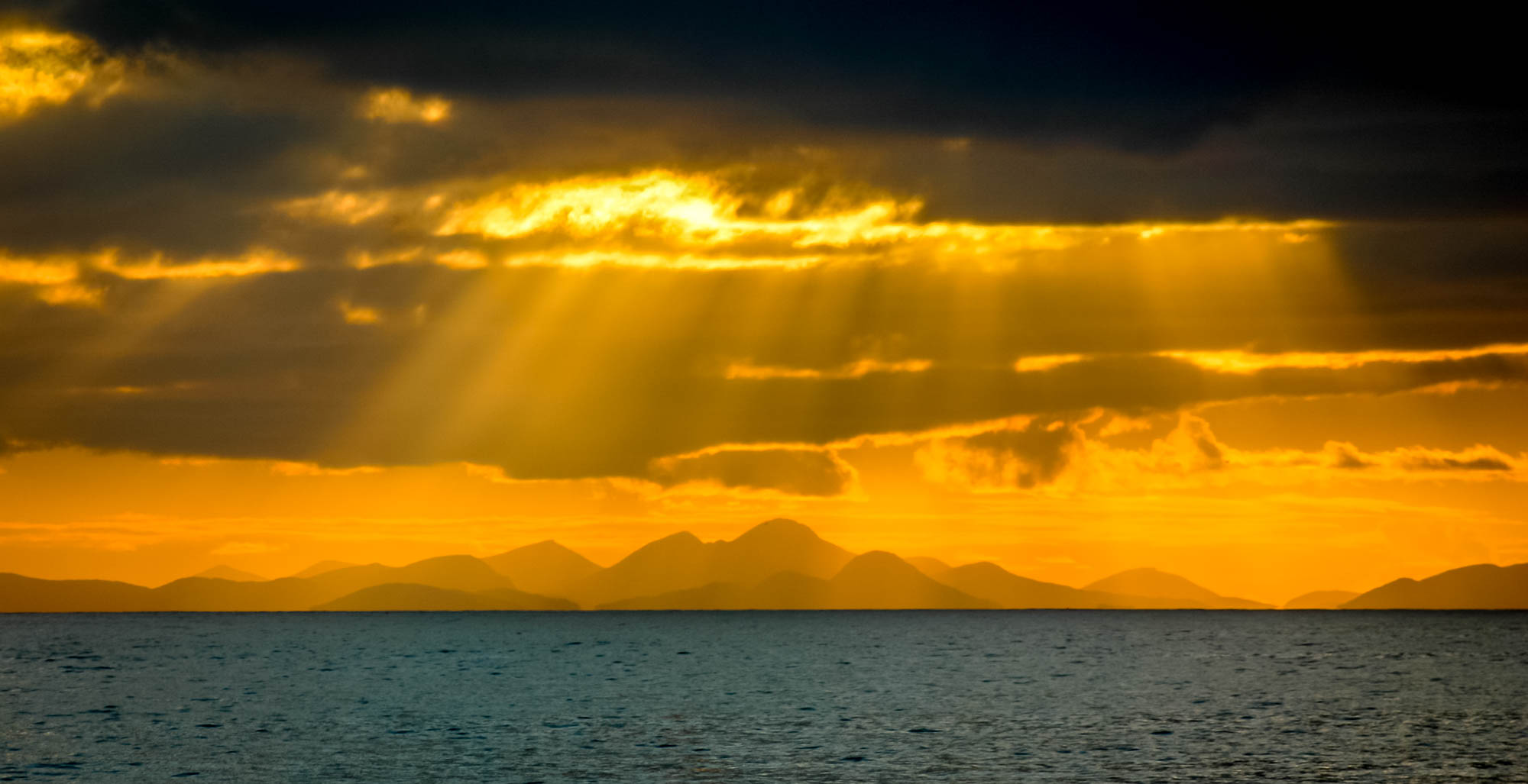 Looking to the Isle of Skye from Applecross at sunset