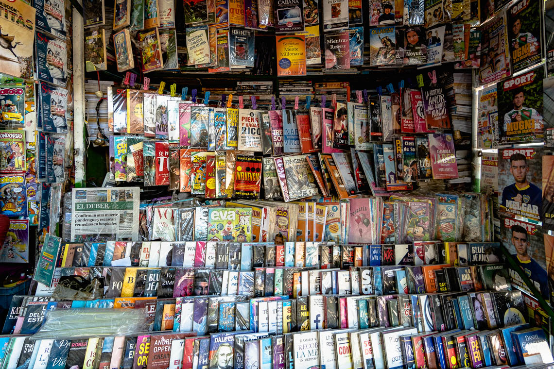 A magazine stall in La Paz, Bolivia