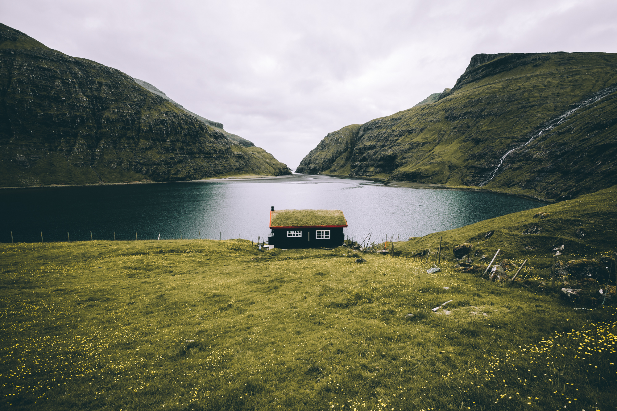 Cottage in the Faroe Islands, seascape
