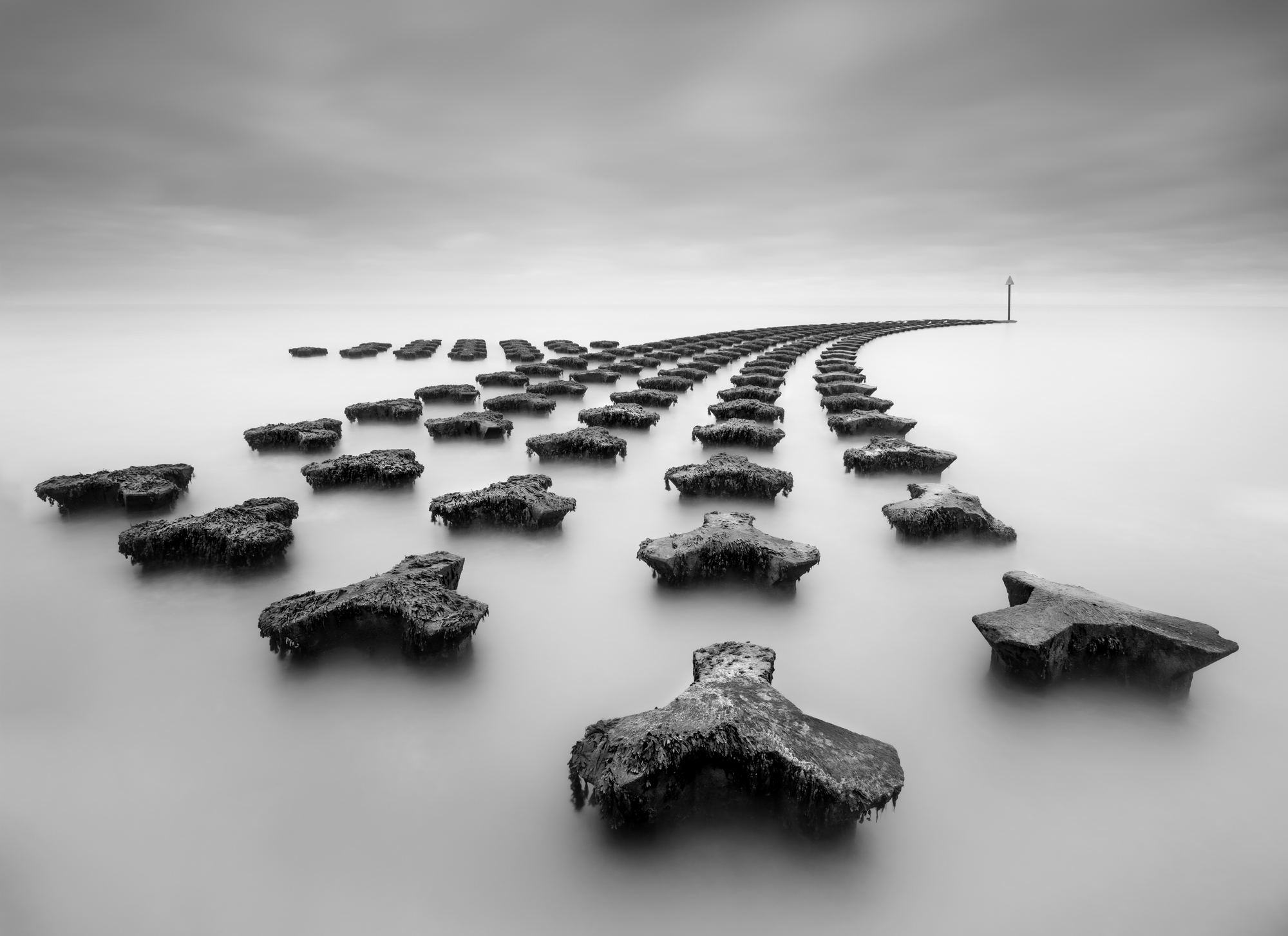 Long exposure image of sea defences at Felixstowe