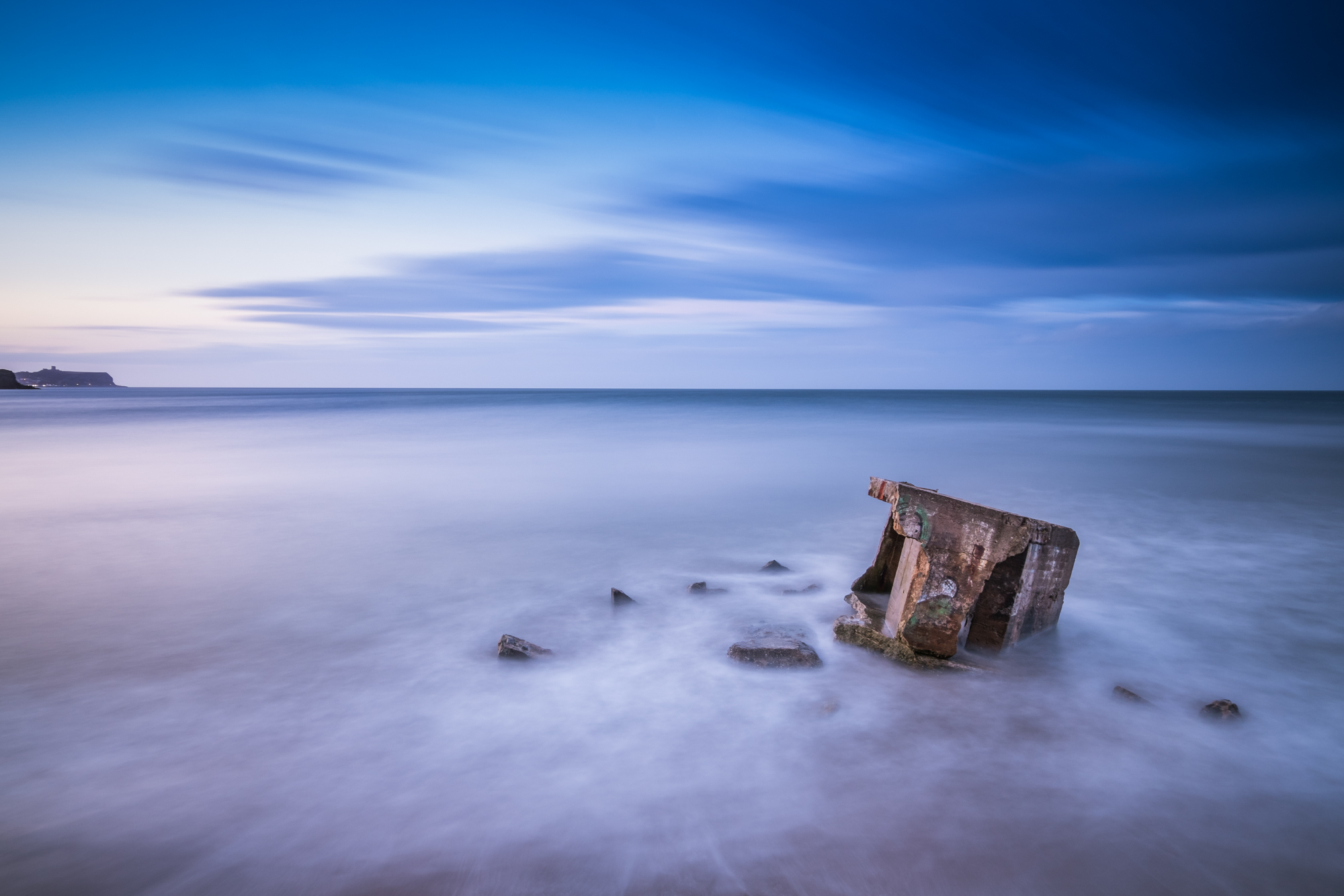 Blue Hour Pillar Boxes at Cayton Bay, North Yorkshire