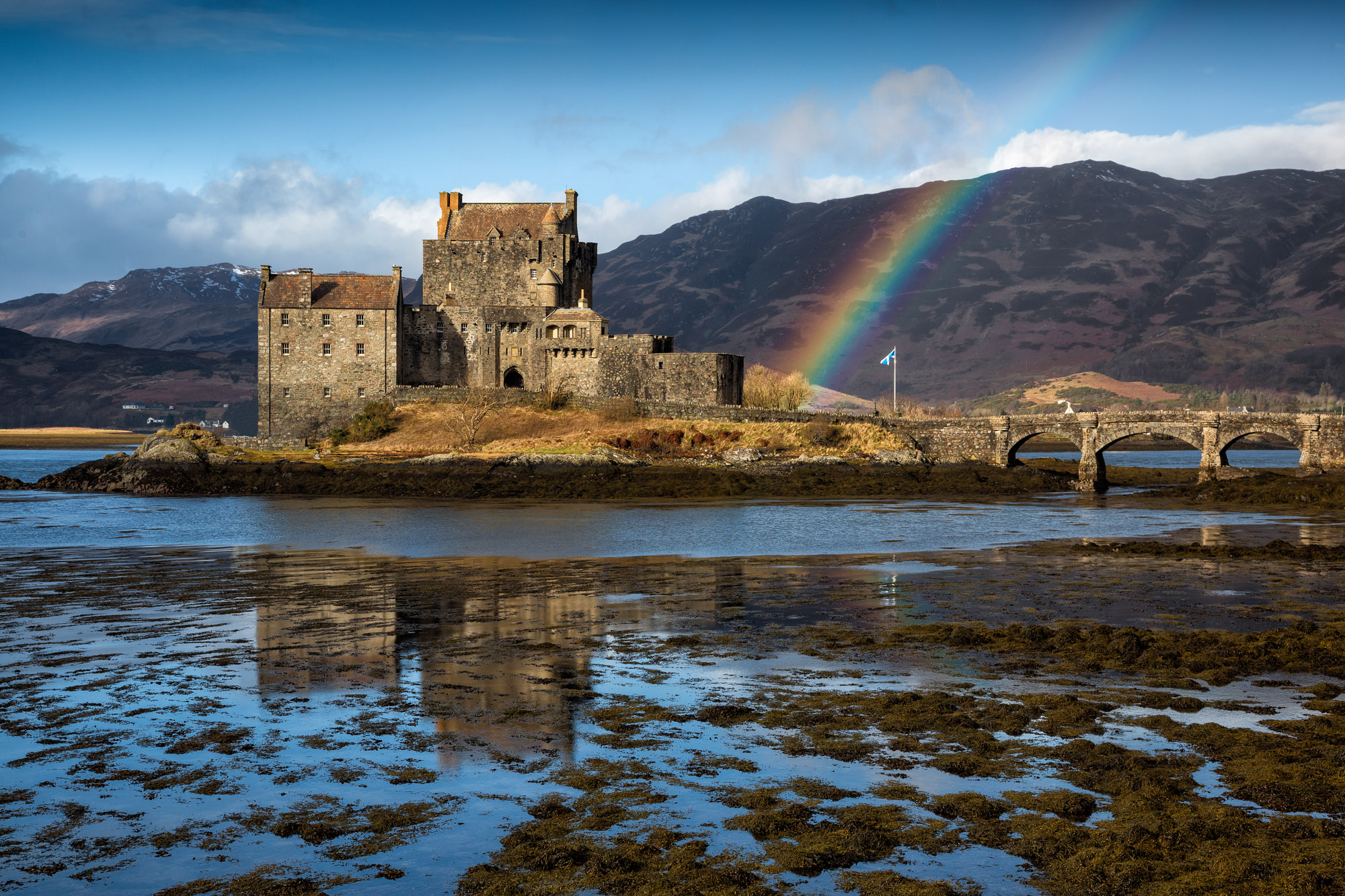 Rainbow over Eilean Donan Castle, Scotland