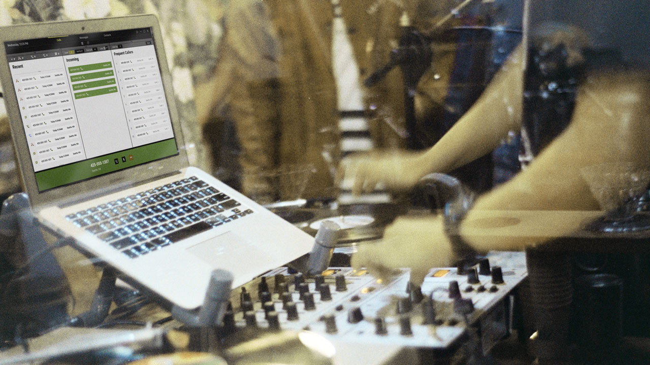 Radio DJ using InTune in the studio.