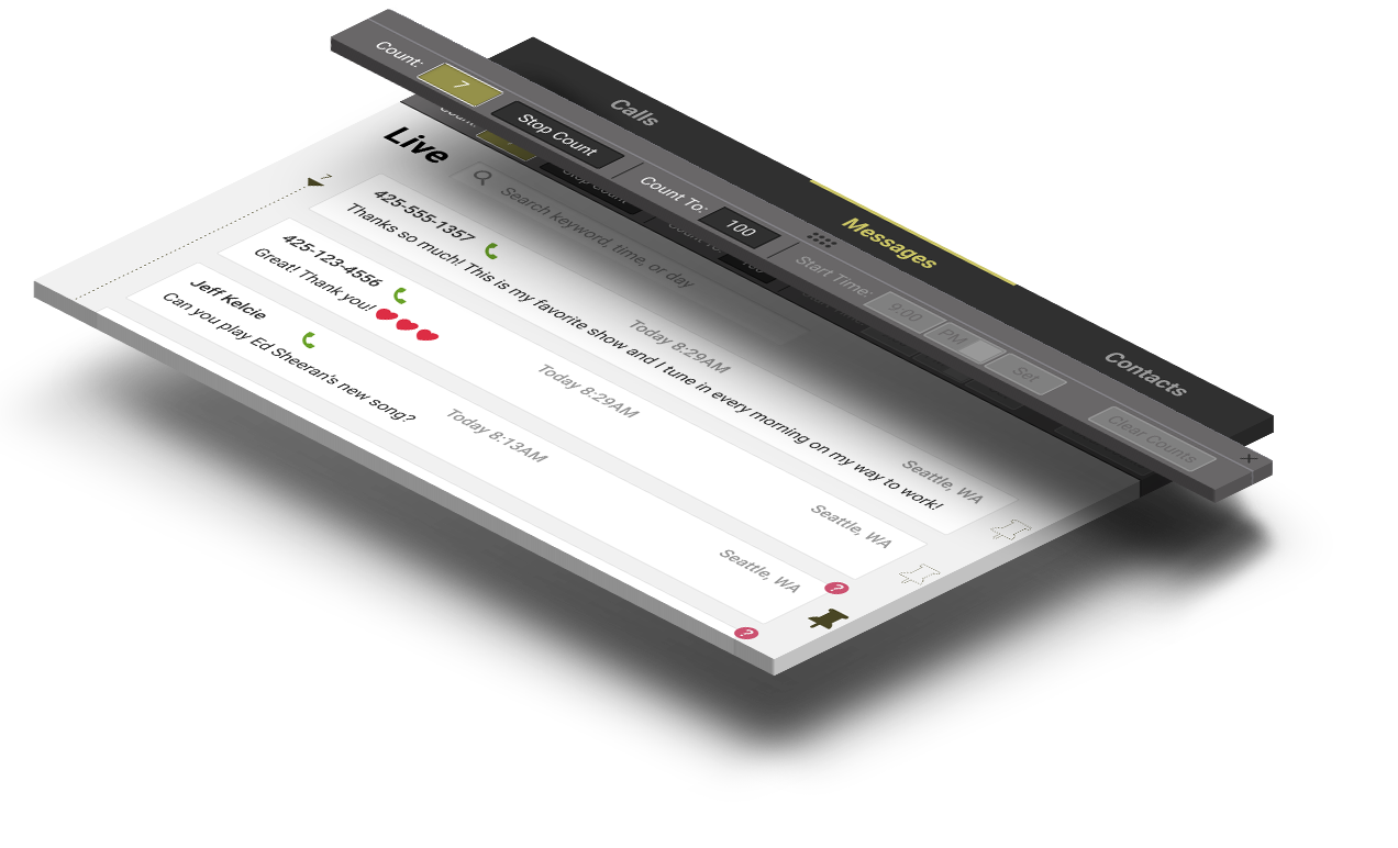 Mockup displaying message counting feature.