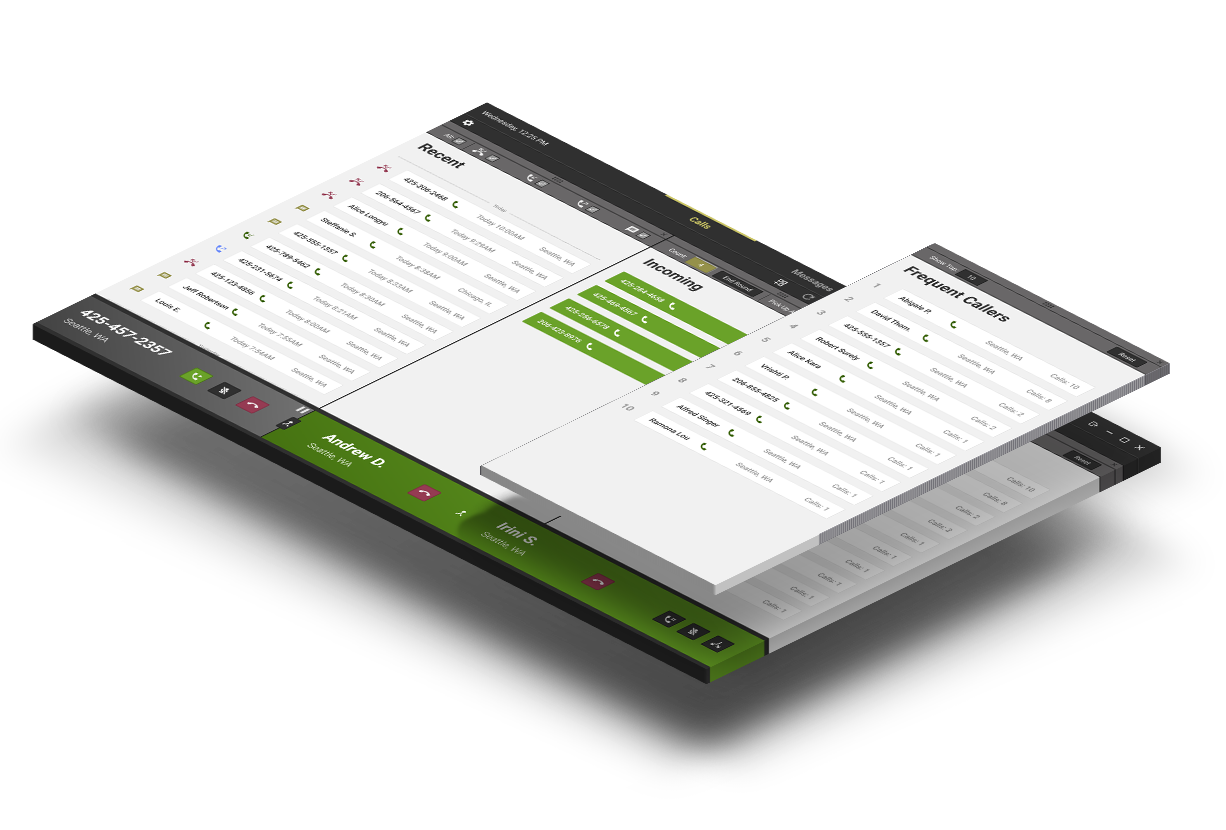 Mockup displaying frequent callers in contacts.