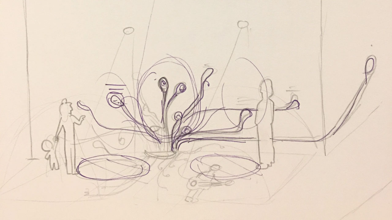 Early sketch of our interactive node installation. 