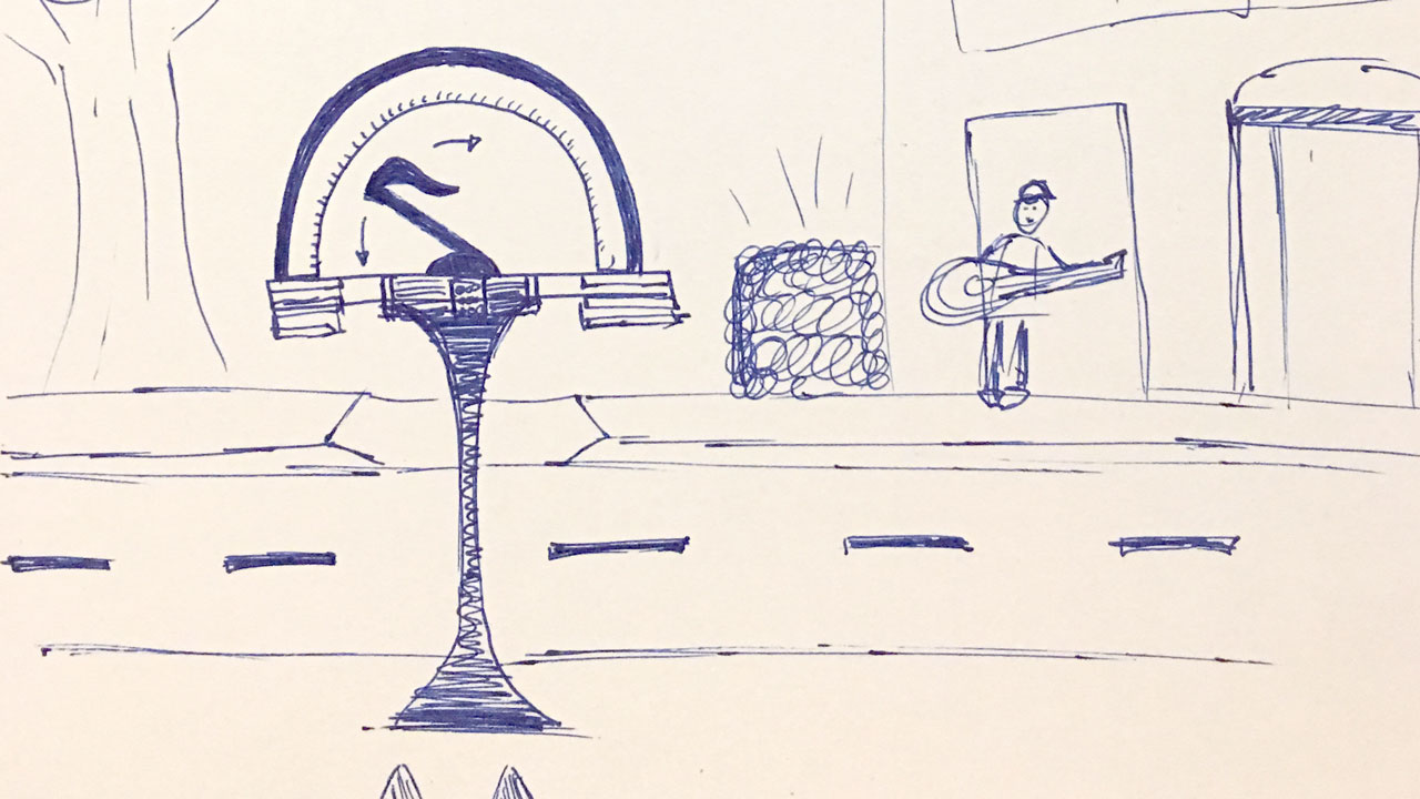 Early brainstorming sketch of our installation.