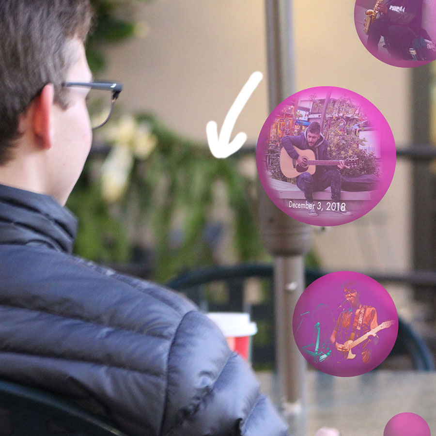 Scrolling through Heirlums in AR headset.