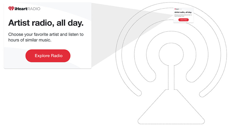 Artist radio icon incorporated into background of artist radio email.