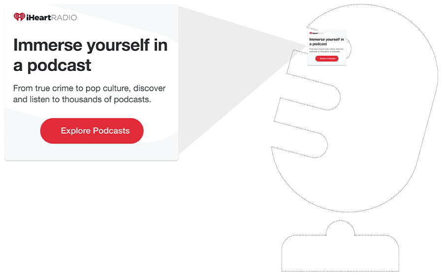 Podcast icon incorporated into background of podcast email.