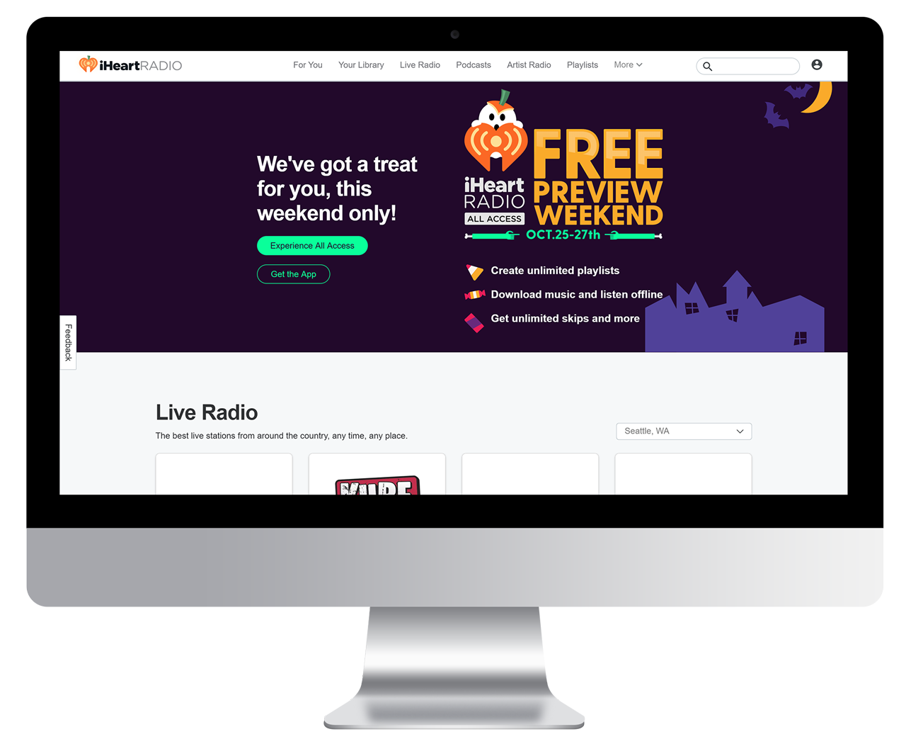 Desktop example of Halloween promotion.