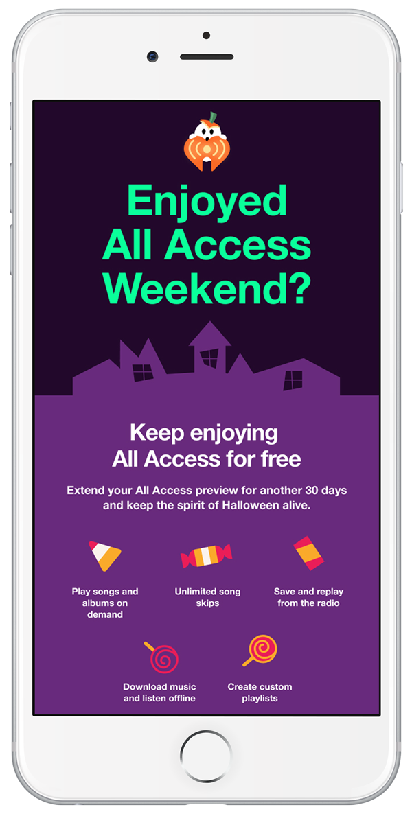 Mobile example of Halloween promotion.