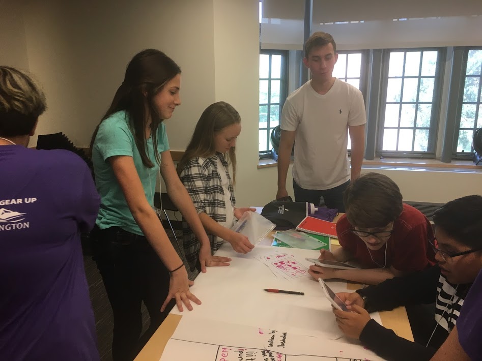 Me guiding 5th graders through design workshops.